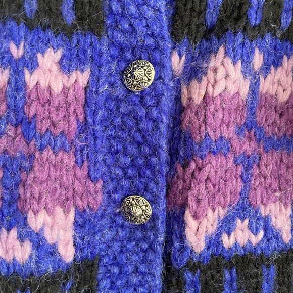Icelandic Design Womens Vintage Cardigan Sweater 100% Wool Size Small Purple - Picture 5 of 10